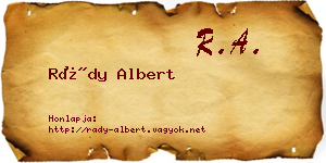 Rády Albert névjegykártya